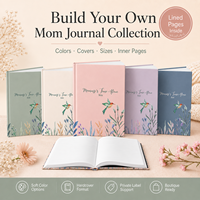 Carnet de notes personnalisé pour maman, couverture rigide rose avec motif colibris et fleurs sauvages en aquarelle, pages lignées, faible MOQ, prêt à la vente en gros