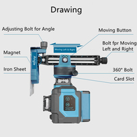 Construction professionnelle 12 lignes 3d pas cher rotatif 360 faisceau vert niveau laser auto-nivellement niveau laser