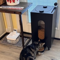 Distributeur automatique de nourriture pour chiens et chats, noir mat premium, grande capacité, étanche, anti-humidité, avec bol artisanal de 20 lb