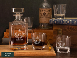 Ensemble de verres à whisky en cristal Bourbon vierge, entrepôt américain, 750 ml, 25 oz, ensemble de carafe à whisky avec 4 verres et boîte cadeau en bois <span class=keywords><strong>noir</strong></span> - Product Image 2