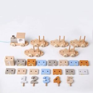 Cadeaux pour garçons et filles de 1, 2 et 3 ans, ensemble éducatif de chiffres, jouets en bois en forme de train pour les tout-petits - Product Image 4