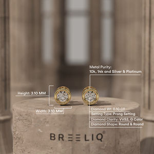 Pendientes de Diamantes Redondos VVS2 Color G, Cultivados en Laboratorio, Oro Sólido de 14k, Engaste de Puntas, Joyería Fina Clásica y Minimalista para Mujer - Product Image 4