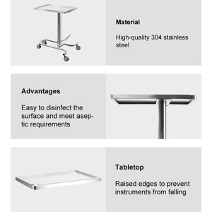 Carrello Mayo Idraulico <span class=keywords><strong>in</strong></span> Acciaio Inox 304, Supporto Regolabile per Strumenti Chirurgici per <span class=keywords><strong>Sala</strong></span> <span class=keywords><strong>Operatoria</strong></span> - Product Image 4