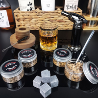 Meilleures ventes 2023 - Sets d'outils pour cocktails en bois durable MJ avec torche au butane et copeaux de bois - Taille personnalisable - Facile à nettoyer