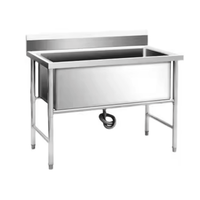 Évier de cuisine commercial autoportant profond en acier inoxydable 304, 120x60x80cm, pour lavage alimentaire en restaurant, OEM, pour extérieur et usine