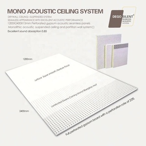 Système acoustique monolithique <span class=keywords><strong>en</strong></span> plaques de plâtre sans joint, finition plâtre, grille perforée pour <span class=keywords><strong>faux</strong></span>-<span class=keywords><strong>plafond</strong></span> et mur, et sable pour murs. - Product Image 2