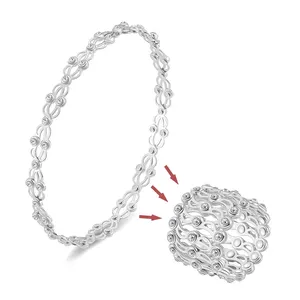 RINNTIN Mode 925 Sterling Silver Anneaux Rétractables Bracelet Deux-en-un Couple Bracelets Double Usage Déformation Index Bague