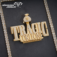 Pendentif personnalisé en argent sterling 925 avec boucle en forme de sac à monnaie, style hip-hop, bijoux tendance et personnalisés, cadeau