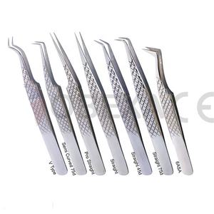 Ensemble de pinces à épiler d'extension de cils de volume russe Silver Shine 7pcs pointe pointue en acier inoxydable pour 3D-6D cils utilisation de beauté des sourcils - Product Image 1