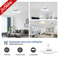 Ventilateur de plafond 1stshine avec télécommande, OEM/ODM, économie d'énergie, innovant, durable, décoration intérieure, pales rétractables stables, avec lumière LED