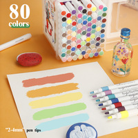Ensemble de 80 marqueurs acryliques en plastique, pointe dure haute capacité, imperméables, sans bavures, séchage rapide, pour peinture artistique, coffret cadeau