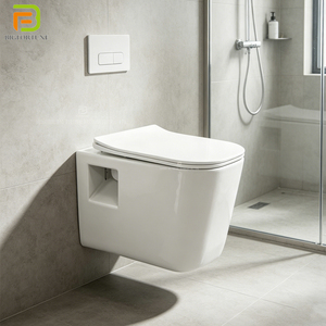 Inodoro suspendido de pared con <span class=keywords><strong>cisterna</strong></span> oculta de doble descarga, de grado hotelero, con ahorro de agua, sin borde, para proyectos y villas. - Product Image 1