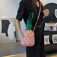 Trendy gepersonaliseerde PU leren emmertashandtas voor dames, 2026, met ketting, crossbody tas, nieuw ananasvormig handtasje