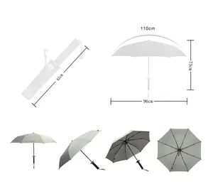 <span class=keywords><strong>Parapluie</strong></span> automatique de <span class=keywords><strong>luxe</strong></span> pour homme et femme, grand format, pliant en trois, avec revêtement noir anti-UV, design Japandi, style katana samouraï - Product Image 2