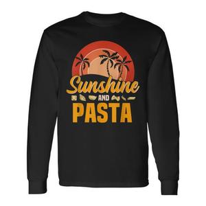 T-shirt a maniche lunghe retrò vintage Sunshine And Pasta, design per gli amanti della cucina italiana - Product Image 1