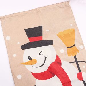 Grand sac de rangement de Noël tissé de 66 cm, imprimé de dessins de Noël, sac cadeau à cordon - Product Image 6