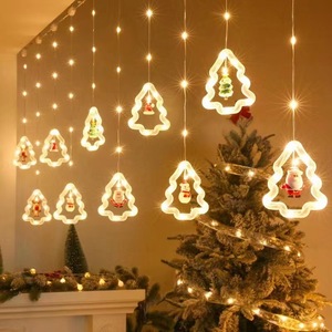 Cortina Navideña LED con Diseño de Papá Noel, Luces Cálidas Blancas para Decoración de Ventanas - Product Image 6