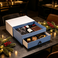 Coffret cadeau pour vin bleu avec mini bouteilles, verres, barre de chocolat, amandes, tire-bouchon, emballage en gros, ensemble cadeau personnalisé