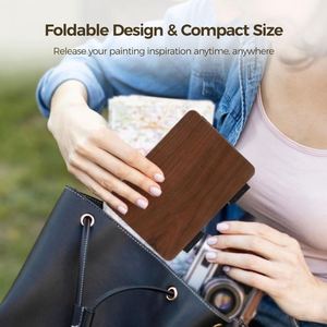 Palettes portables pliables personnalisées à 24 compartiments de forme irrégulière avec pinceaux d'aquarelle de voyage pour usage extérieur - Product Image 2