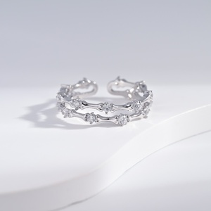 custom wedding plata 925 <b>sterling</b> <b>Silver</b> purple zircon layered <b>rings</b> engagement chunky stone <b>adjustable</b> finger <b>ring</b> for woman - Product Image 2