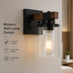 Modern Small Wall Lamp Ironwork Glass Shade E27 Warm <b>Light</b> Wall Mounted For Bedroom Living Room <b>Corridor</b> Decorative - Product Image 2