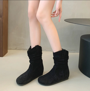 Bottines en daim vintage pour femmes 712-10, bout rond, style décontracté, <span class=keywords><strong>large</strong></span> mollet, coupe ample, semelle épaisse, tendance, bottines à la cheville, chaussures élégantes pour femmes au quotidien - Product Image 3