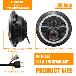 Luz Led de 7 pulgadas con <span class=keywords><strong>Halo</strong></span> de Ojos de Ángel para Lada 4x4 urban Niva Jeep JK Land Rover Defender, haz Hi-Lo - Product Image 3