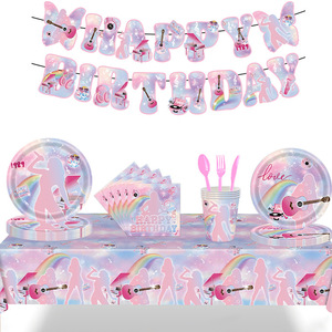 Ensemble de vaisselle sur le thème de Taylor Swift, 60-80 pièces, décorations d'anniversaire, assiettes jetables, gobelets, serviettes, nappe - Product Image 1
