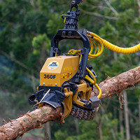 XUVOL XVF-360 Déchiqueteuse de bois en acier, tête de coupe forestière pour mini-excavatrice avec grappin et scie, à essence, télécommandée