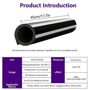 Vinilo HD de 0.2mm/0.5mm/1MM 45CM*25M, Rollo de Vinilo Termotransferible Elástico de Silicona 3D y Goma Gruesa de PU, Lámina de HTV para Camisetas y Ropa - Product Image 3