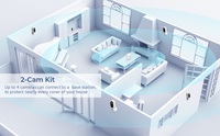 Kit kamera nirkabel 2 pak, dengan 2 kamera IP bertenaga baterai dan sistem Wifi Nvf mendukung deteksi manusia PIR, kartu Tf 25G
