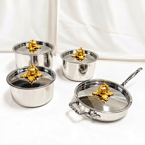 1 Pcs Luxury Gold Pumpkin Knob Stainless Steel Cookware Set Saucepan Frying <b>Pan</b> <b>Casserole</b> Stock Pot European Design Eco-Friendly - Product Image 1