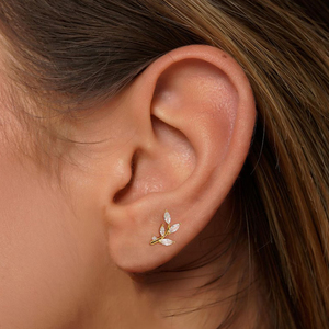 Clous d'oreille en argent S925 motif épi de blé, exquis, pour femmes, à porter sur l'oreille percée - Product Image 2