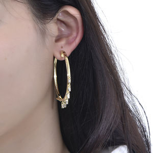 Grandes boucles d'oreilles tendance en argent 925 plaqué or 18 carats pour femmes et filles avec pierres principales en cristal et <span class=keywords><strong>opale</strong></span> - Product Image 2