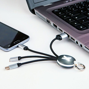 High speed 3 in 1 <strong>usb</strong> charging cable Nylon braid 3 in 1 charger cable <strong>Key</strong> 3 in 1 charging and data cable support logo - Product Image 6