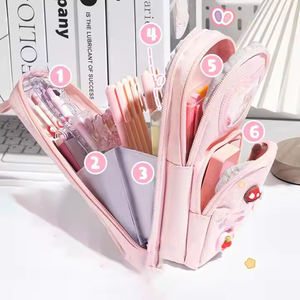 <span class=keywords><strong>Estuche</strong></span> de lápices de papelería <span class=keywords><strong>escolar</strong></span> de alta estética para niñas de secundaria, Material de Metal de lona Oxford con bolsas de lápices de gran capacidad - Product Image 5