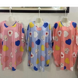 ชุดนอนผ้าไหม<span class=keywords><strong>นม</strong></span>คอกลมแขนสั้นโอเวอร์ไซส์สำหรับผู้หญิง, ชุดนอนผ้าฝ้ายลำลองใส่นอนสำหรับใส่อยู่บ้าน - Product Image 1