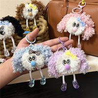 Lockige Plüsch-Puppen-Taschenanhänger, Niedlicher Plüsch-Schlüsselanhänger mit Schleife, Glitzer Y2K Rucksack-Accessoire, Cartoon-Ornament, Tägliches Kleines Geschenk für Mädchen