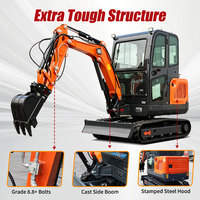 Mini Excavadora de 3 Toneladas con Cabina, Motor Kubota, Certificación CE, Acoplador Rápido, para Jardinería y Paisajismo, al Mejor Precio