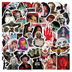 50 pièces <span class=keywords><strong>classique</strong></span> film d'horreur personnages Graffiti autocollants pour Halloween cadeau mur livre décor vinyle terreur Cool peur autocollant - Product Image 2