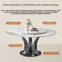 Ensemble table et chaises de salle à manger modernes et minimalistes avec plateau en pierre brillante ; Table à manger pivotante compacte pour petites maisons, au design élégant