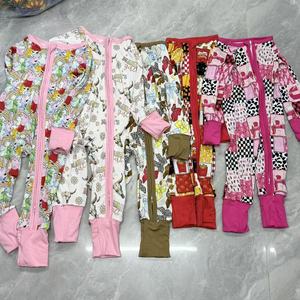 Оптовый ODM-комбинезон унисекс для детей с длинными рукавами, вязаный из бамбукового волокна, с термотрансферным принтом, на двусторонней молнии, осенний - Product Image 1