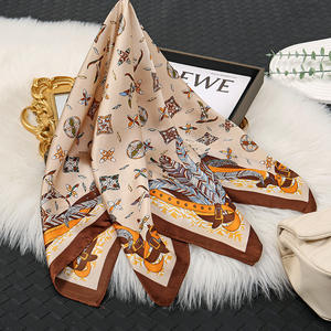 Écharpe carrée en imitation soie haut <span class=keywords><strong>de</strong></span> gamme pour homme, style coréen, tendance printemps, motifs floraux et pois, polyvalente et tendance - Product Image 4