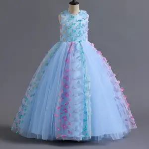 Robe Tutu pour filles de 5 à 10 ans, robe de bal d'anniversaire, robe de soirée de mariage en Tulle arc-en-ciel pour enfants