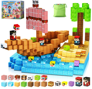 100PCS Magnetic Building Blocks Pirate Ship