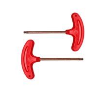 Obeng Torx Gagang Plastik Bentuk T Warna Merah Finishing Rata untuk Industri DIY OEM Multi-Ukuran T6-T30