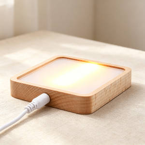 Lampe de table carrée en bois, lampe de table LED créative, lampes LED <span class=keywords><strong>3D</strong></span> en bois, lampes de nuit carrées LED, éclairage domestique, décoration de chambre - Product Image 1