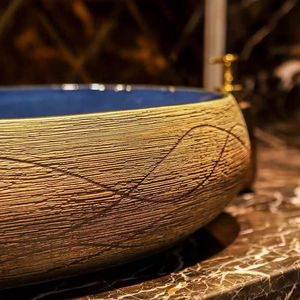 Oval Shape Blue Color Jingdezhen Ceramic Art Wash <strong>Basin</strong> - Product Image 6
