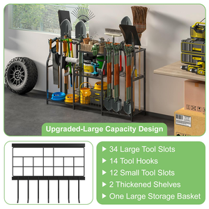 Heavy Duty Garden Tool <b>Storage</b> Rack <b>Large</b> Capacity Garden Tool Organizer <b>Storage</b> <b>Basket</b> for Shovels Rakes and Yard Tools - Product Image 4