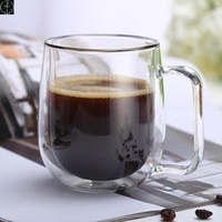 Fabricant-Fourniture d'une tasse en verre à haute teneur en borosilicate et à gros ventre Tasse à café créative Base en verre simple Conception à double couche